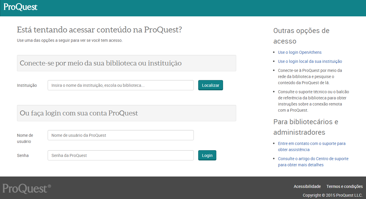 Interface ProQuest (Imagem: search.proquest.com)